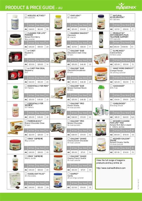 isagenix snacks price list.